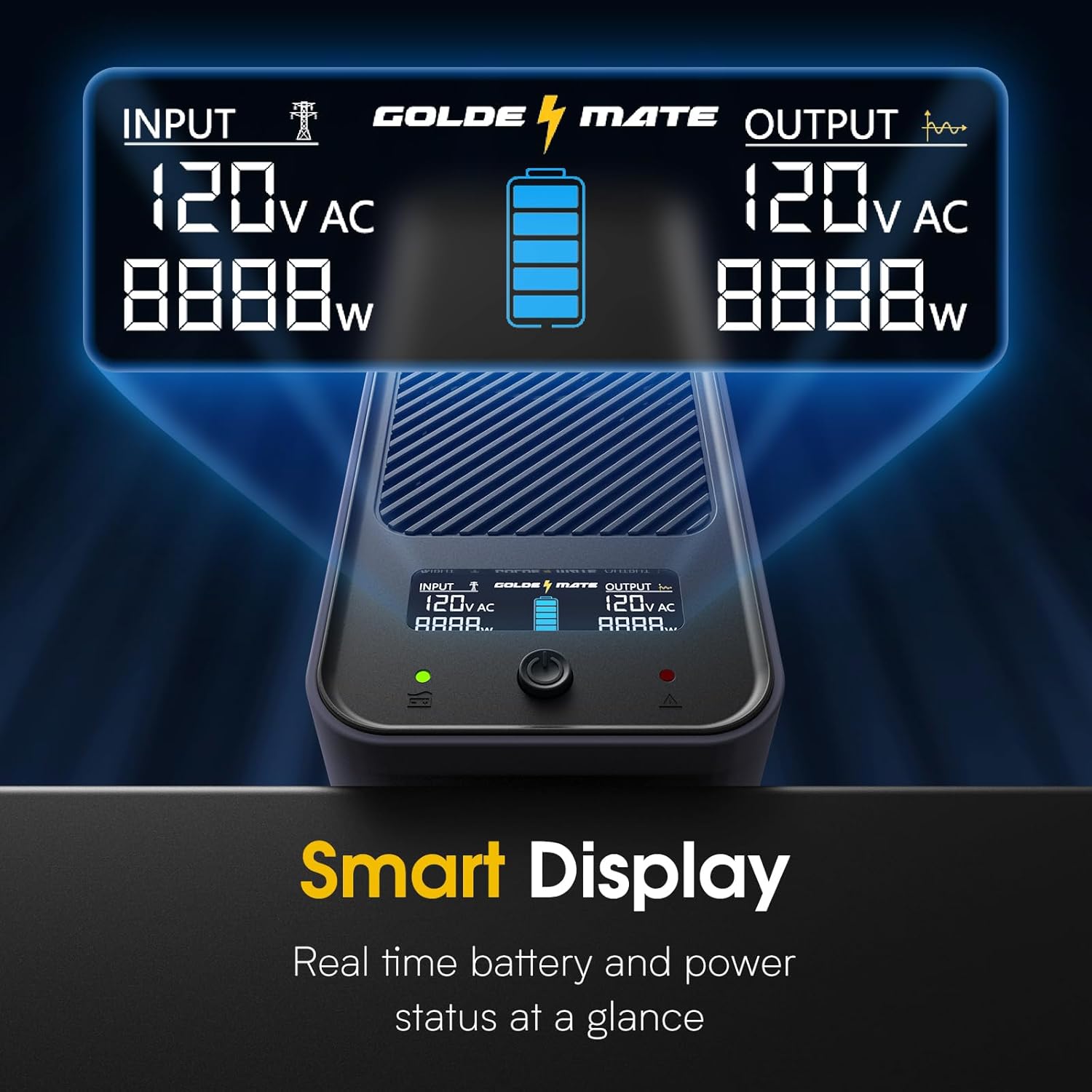 1000VA/600W LiFePO4 UPS 8-Outlet - Goldenmate Battery1000VA/600W LiFePO4 UPS 8-Outlet