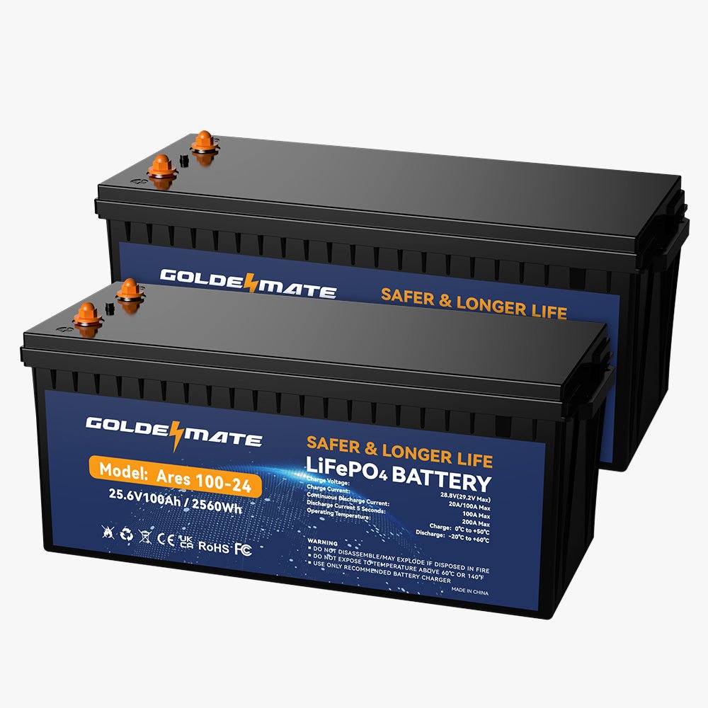 Goldenmate 24V 100Ah LiFePO4 Lithium Battery