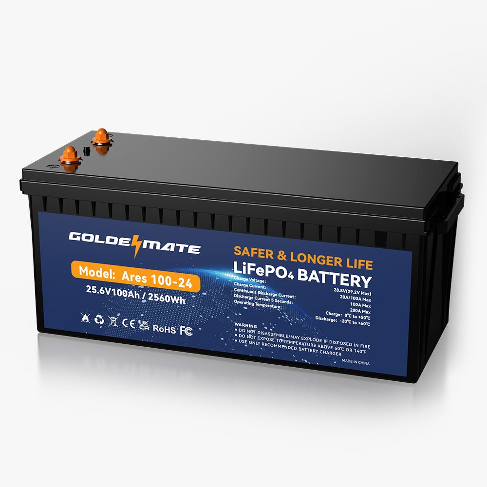 Goldenmate 24V 100Ah LiFePO4 Lithium Battery