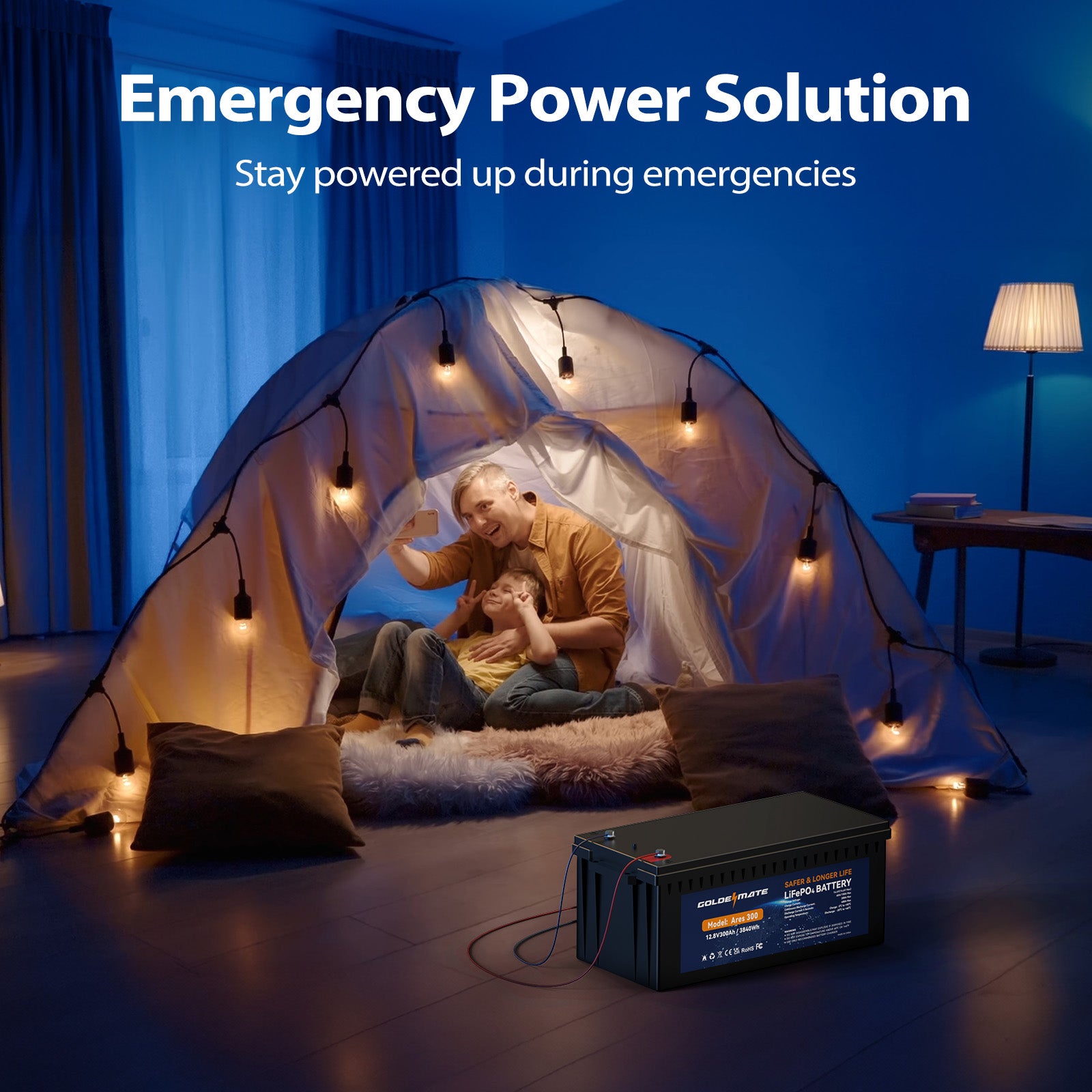 GoldenMate 12V 300Ah LiFePO4 Deep Cycle Lithium Battery - Goldenmate BatteryGoldenMate 12V 300Ah LiFePO4 Deep Cycle Lithium Battery