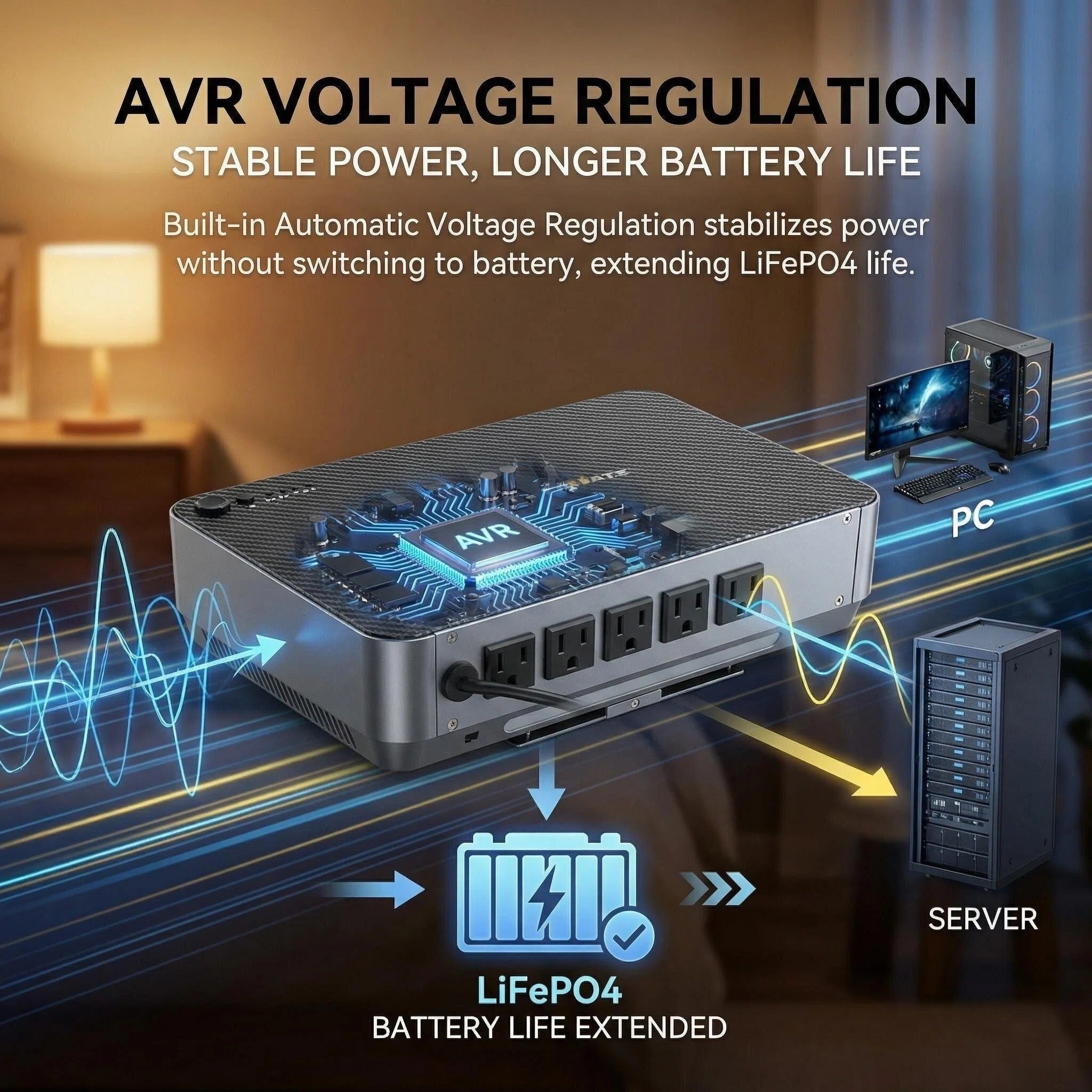 600VA/360W LiFePO4 UPS Wall - Mount - Goldenmate Battery600VA/360W LiFePO4 UPS Wall - Mount