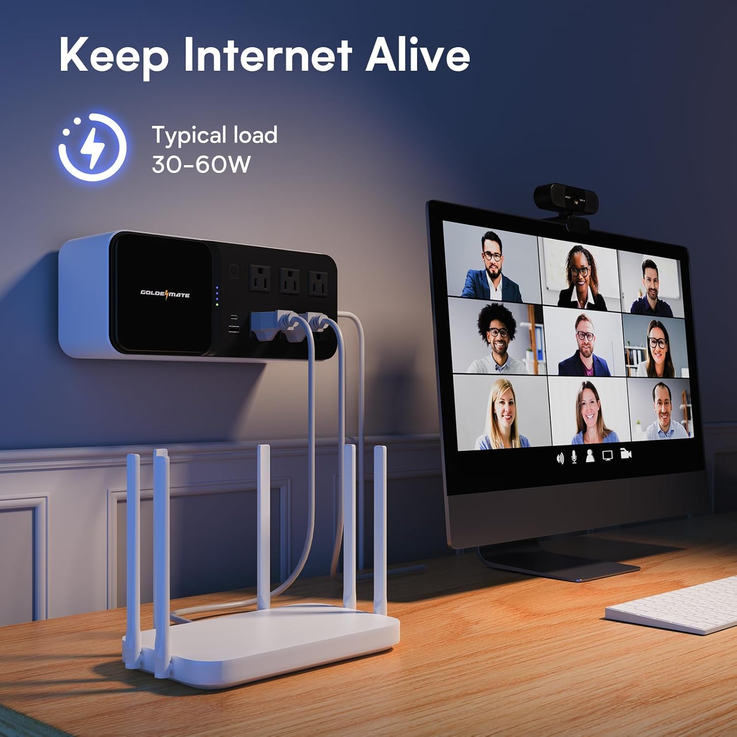 600VA/360W LiFePO4 UPS 6-Outlet - Goldenmate Battery600VA/360W LiFePO4 UPS 6-Outlet