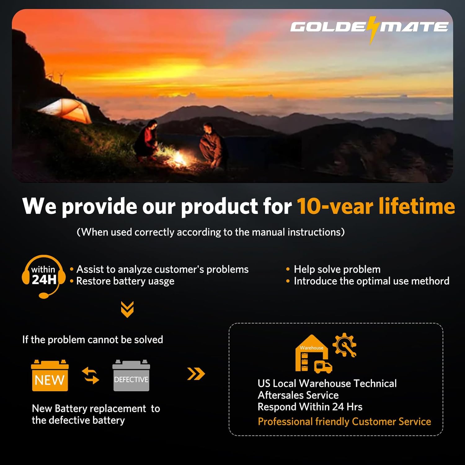 GoldenMate 12V 200Ah LiFePO4 Deep Cycle Lithium Battery