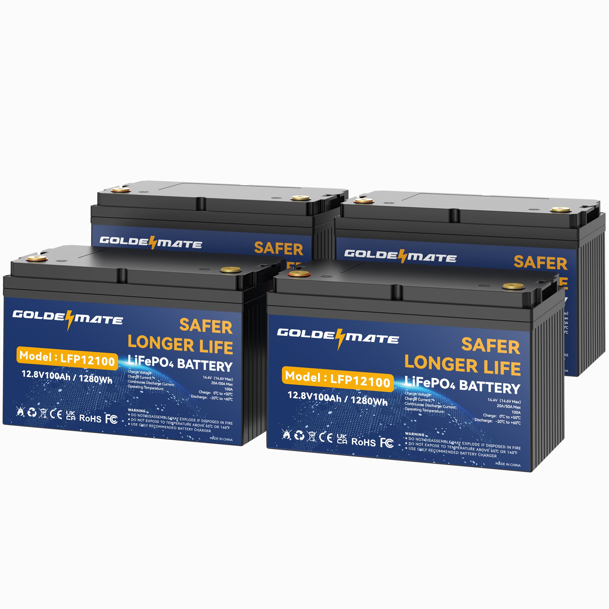 GoldenMate 12V 100Ah Group 31 LiFePO4 Lithium Battery