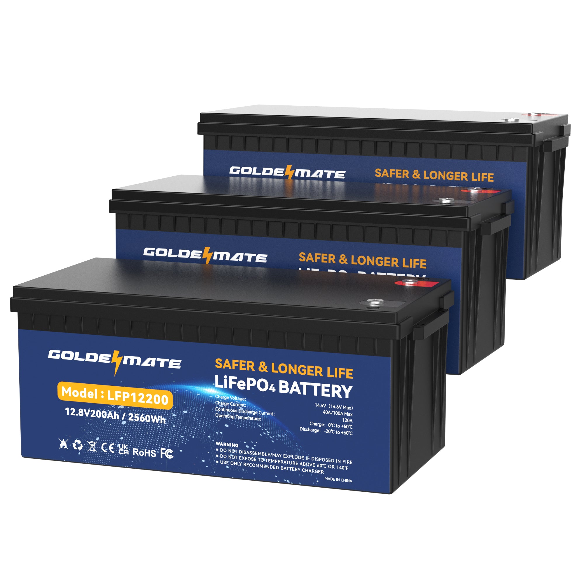 GoldenMate 12V 200Ah LiFePO4 Deep Cycle Lithium Battery