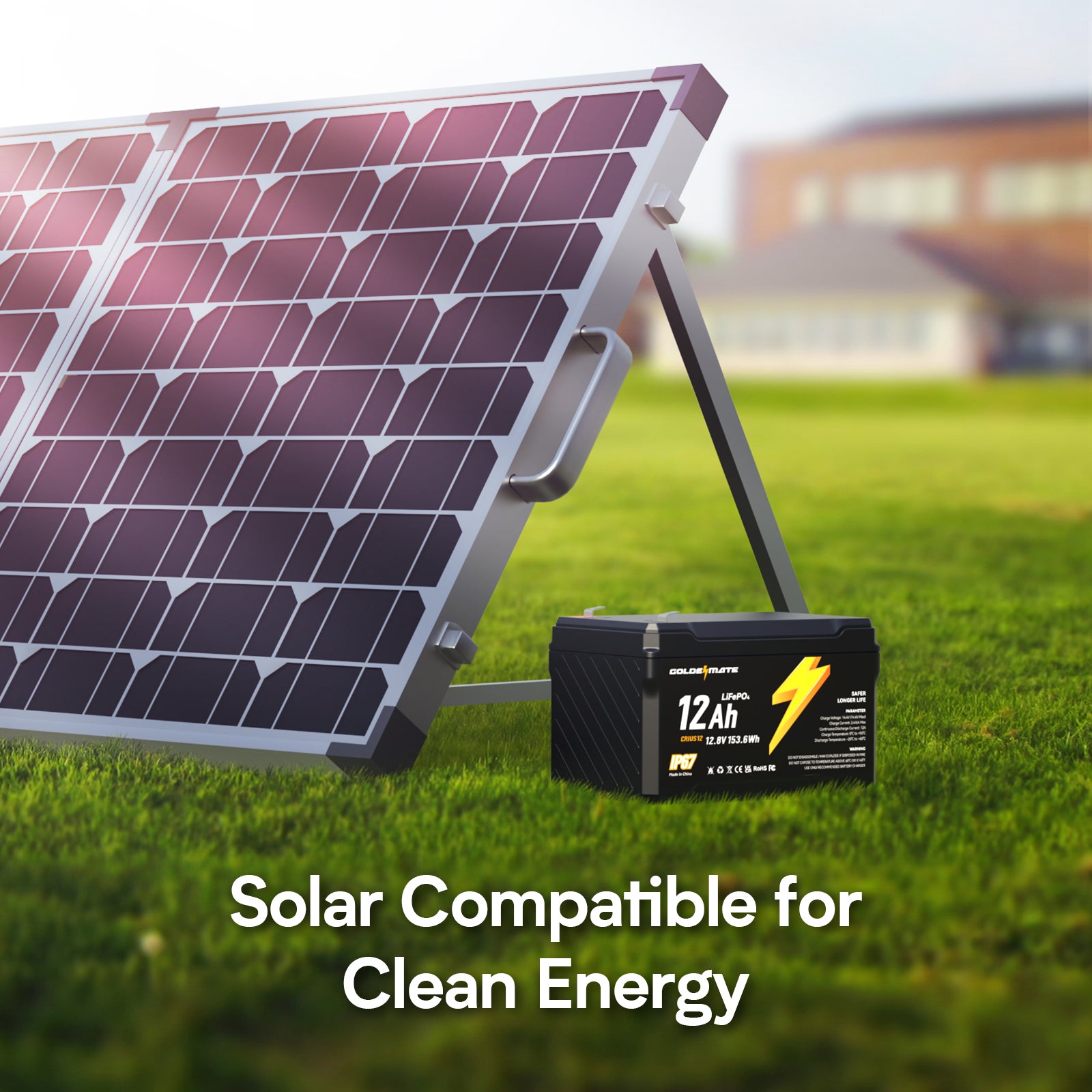 Keep stored energy refreshed by solar - 12V 12Ah IP67 Waterproof LiFePO4 Lithium Battery