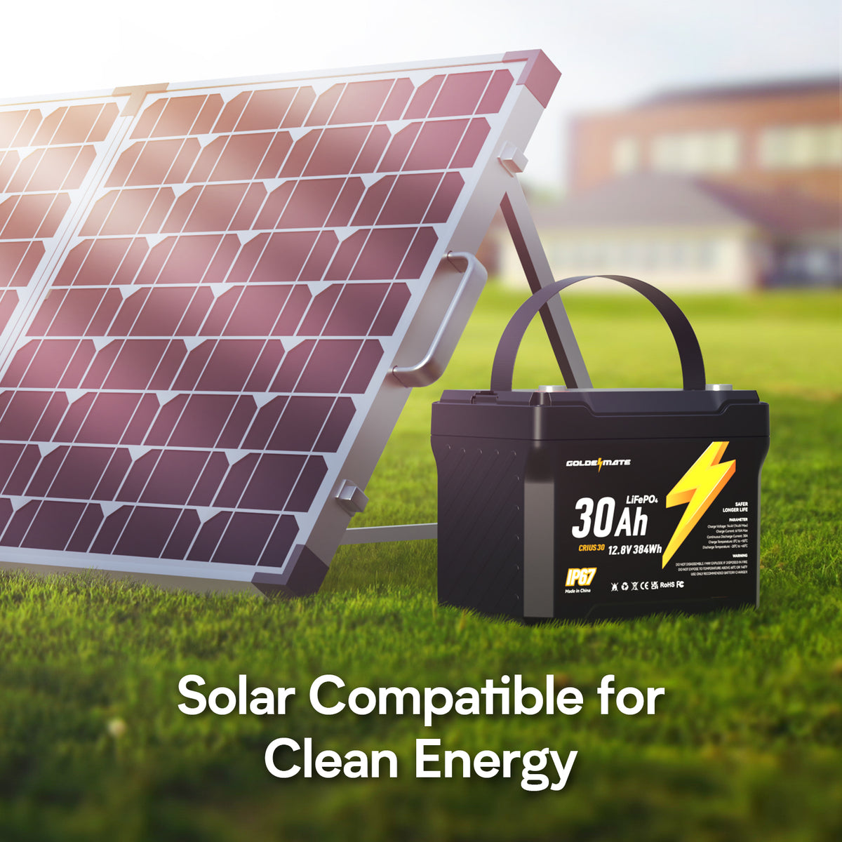 Return the next day with solar charging - 12V 30Ah IP67 wasserdichte LiFePO4 Lithiumbatterie