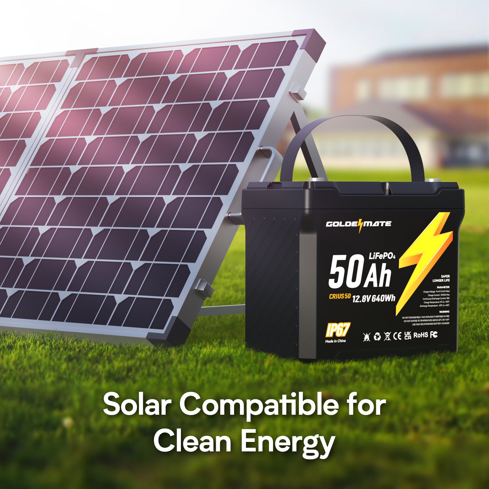 Stay out longer with solar in the loop - 12V 50Ah IP67 Waterproof LiFePO4 Lithium Battery