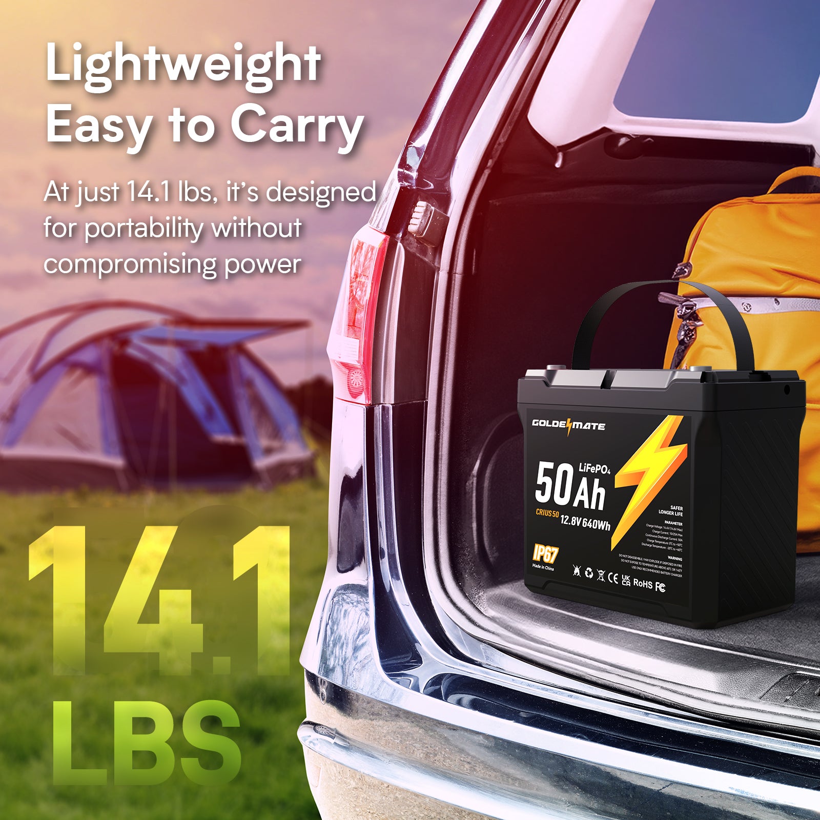 Bring a deeper reserve to the water or campsite - 12V 50Ah IP67 Waterproof LiFePO4 Lithium Battery