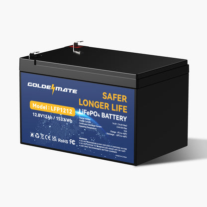 GoldenMate 12V 12Ah IP67 Waterproof LiFePO4 Lithium Battery - Goldenmate BatteryGoldenMate 12V 12Ah IP67 Waterproof LiFePO4 Lithium Battery