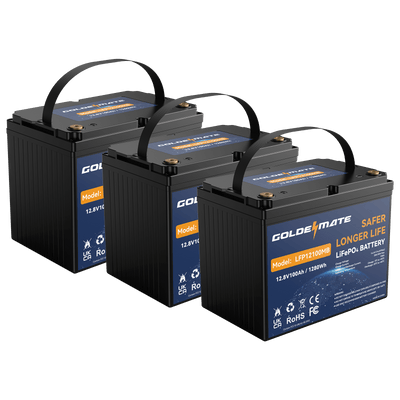 GoldenMate 12V 100Ah Group 24 Bluetooth LiFePO4 Lithium Battery - Goldenmate BatteryGoldenMate 12V 100Ah Group 24 Bluetooth LiFePO4 Lithium Battery
