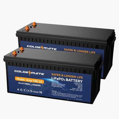 Goldenmate 24V 100Ah LiFePO4 Lithium Battery