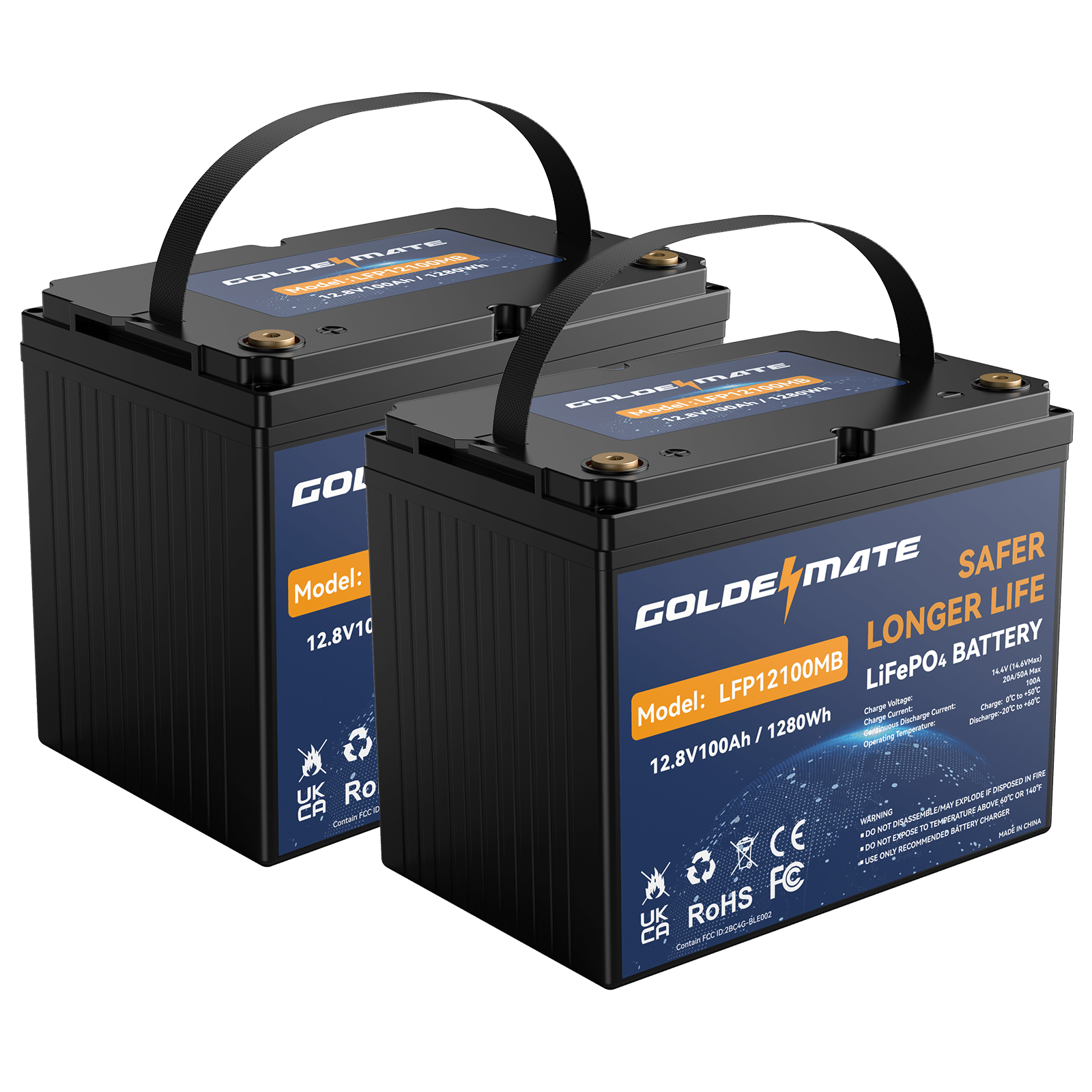 GoldenMate 12V 100Ah Group 24 Bluetooth LiFePO4 Lithium Battery - Goldenmate BatteryGoldenMate 12V 100Ah Group 24 Bluetooth LiFePO4 Lithium Battery