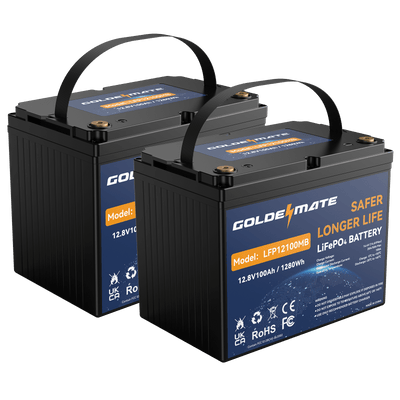 GoldenMate 12V 100Ah Group 24 Bluetooth LiFePO4 Lithium Battery - Goldenmate BatteryGoldenMate 12V 100Ah Group 24 Bluetooth LiFePO4 Lithium Battery