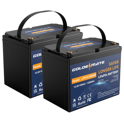GoldenMate 12V 100Ah Group 24 Bluetooth LiFePO4 Lithium Battery - Goldenmate BatteryGoldenMate 12V 100Ah Group 24 Bluetooth LiFePO4 Lithium Battery