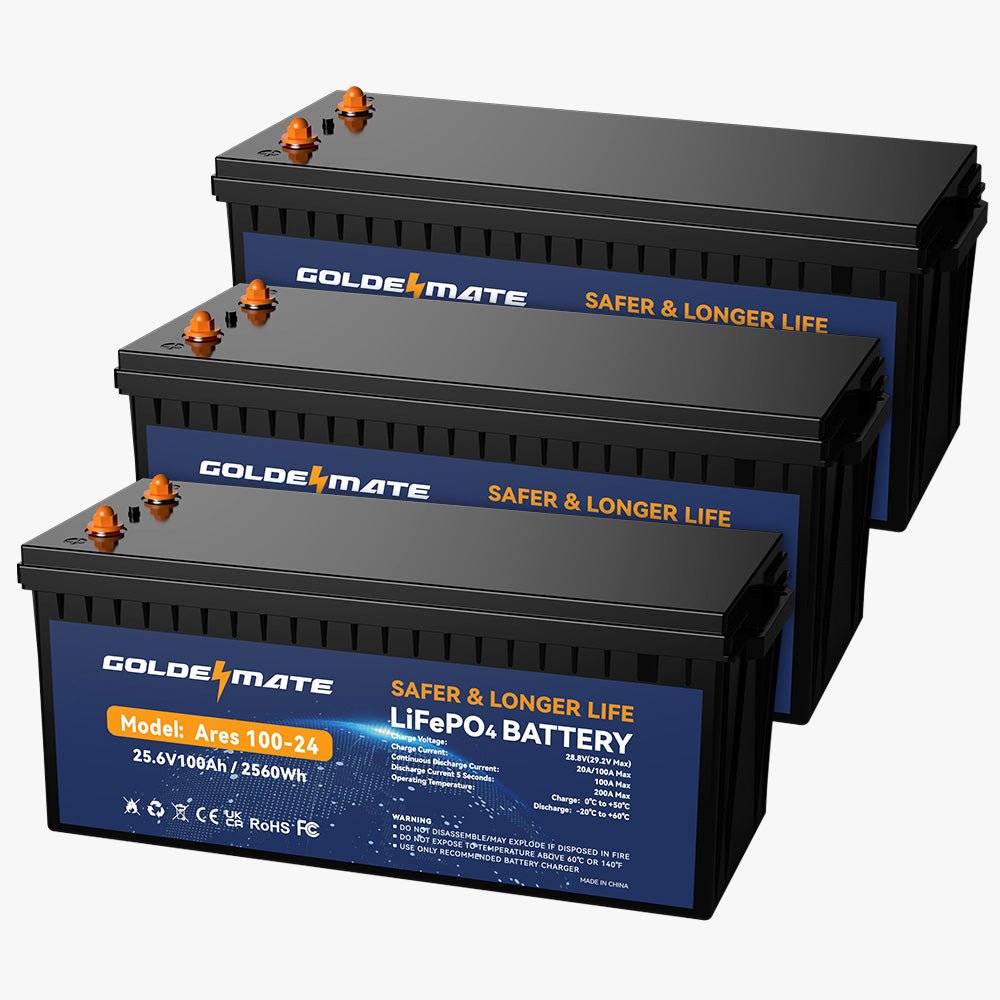 Goldenmate 24V 100Ah LiFePO4 Lithium Battery