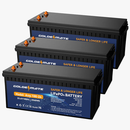Goldenmate 24V 100Ah LiFePO4 Lithium Battery