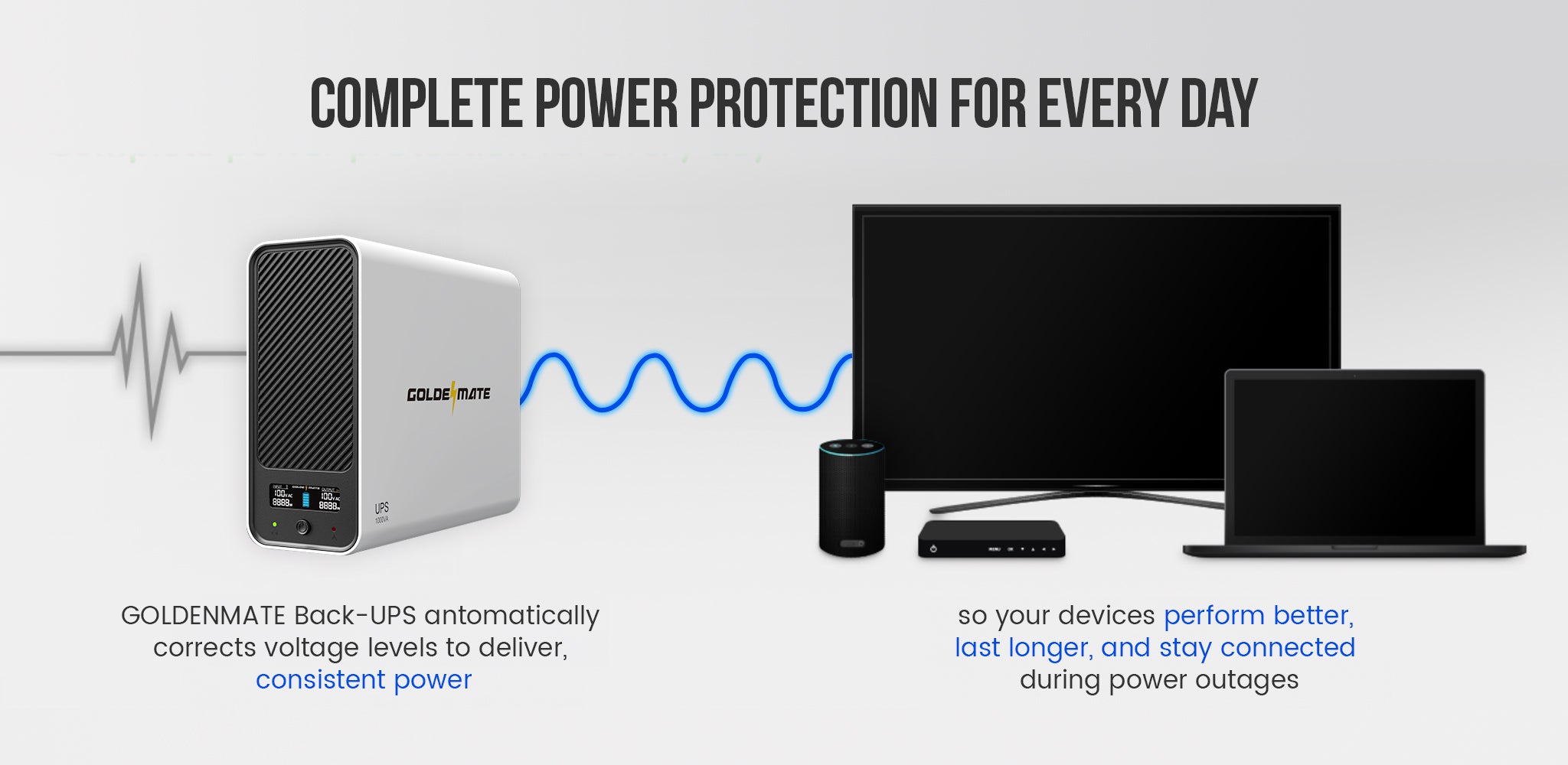 Computer Power Backup 1000VA LiFePO4 UPS Power Battery Backup & Surge Protector