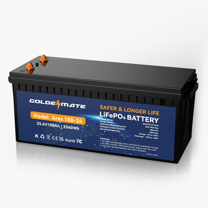Goldenmate 24V 100Ah LiFePO4 Lithium Battery