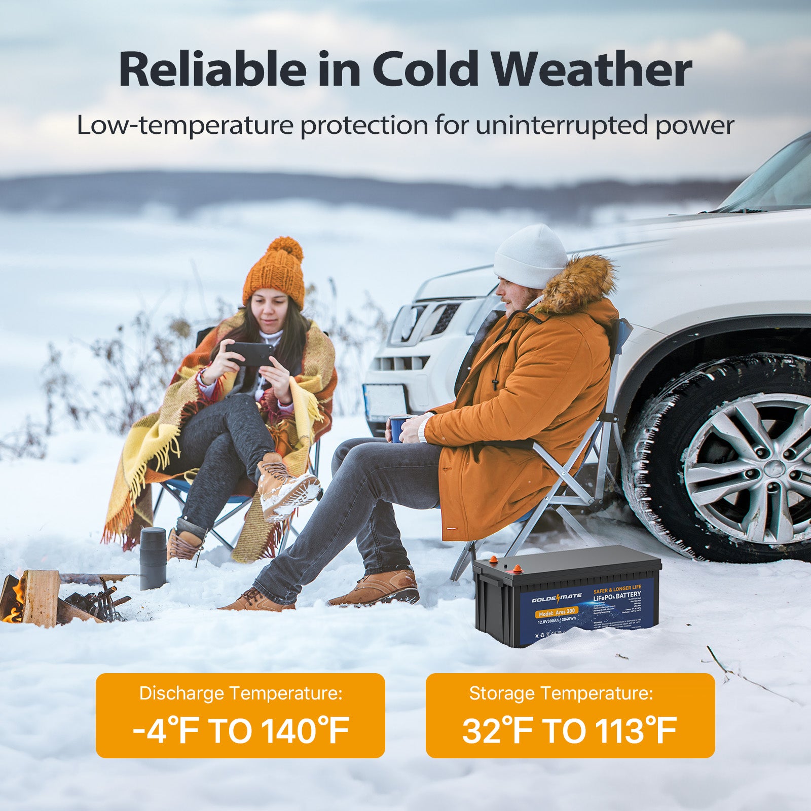 GoldenMate 12V 300Ah LiFePO4 Deep Cycle Lithium Battery