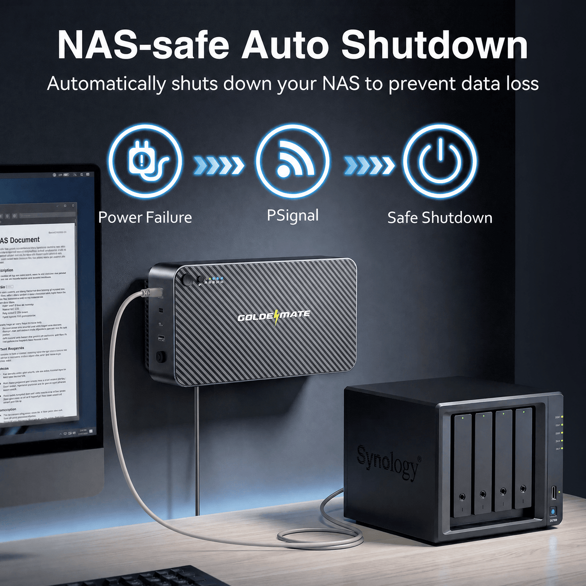 Let a NAS shut down cleanly - 600VA/360W LiFePO4 UPS Wall-Mount