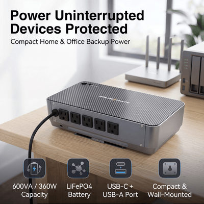 600VA/360W LiFePO4 UPS Wall - Mount - Goldenmate Battery600VA/360W LiFePO4 UPS Wall - Mount