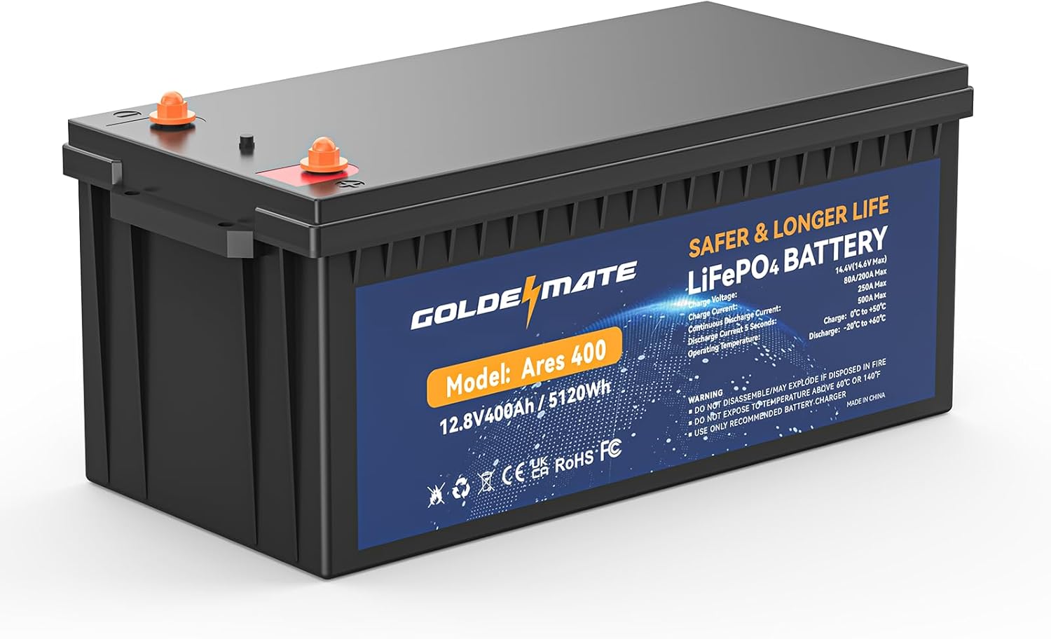 GoldenMate 12V 400Ah LiFePO4 Deep Cycle Lithium Battery