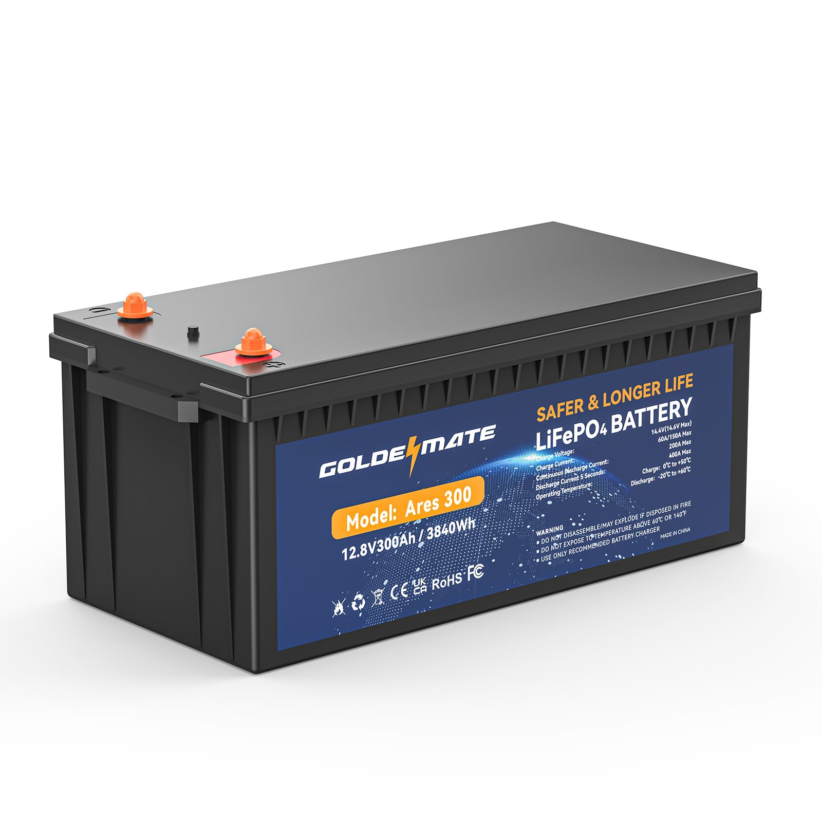GoldenMate 12V 300Ah LiFePO4 Deep Cycle Lithium Battery