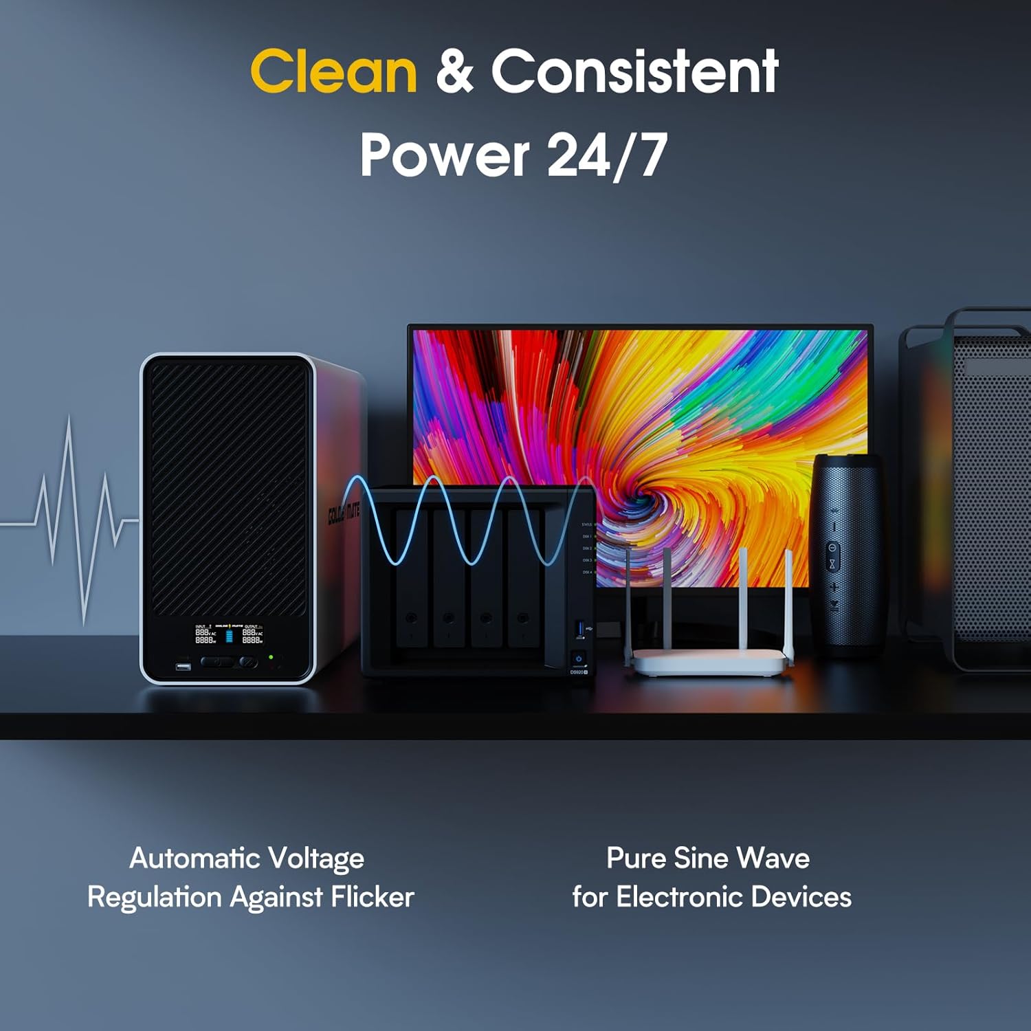 2000VA/1600W LiFePO4 Online UPS 8-Outlet NAS