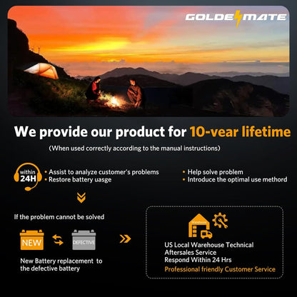 GoldenMate 12V 200Ah LiFePO4 Deep Cycle Lithium Battery
