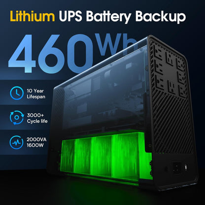 2000VA/1600W LiFePO4 Online UPS 8-Outlet NAS