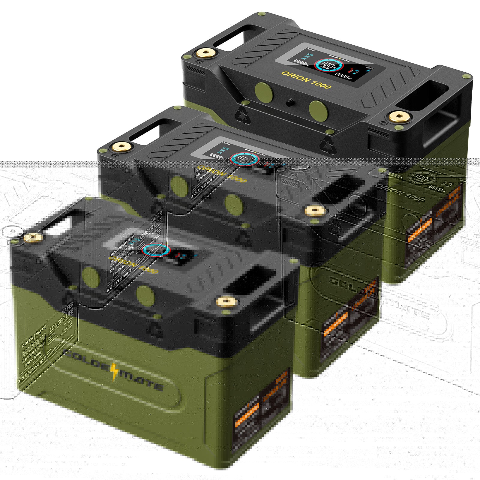 GoldenMate Orion1000 12V 100Ah Bluetooth LiFePO4 Lithium Deep Cycle Battery