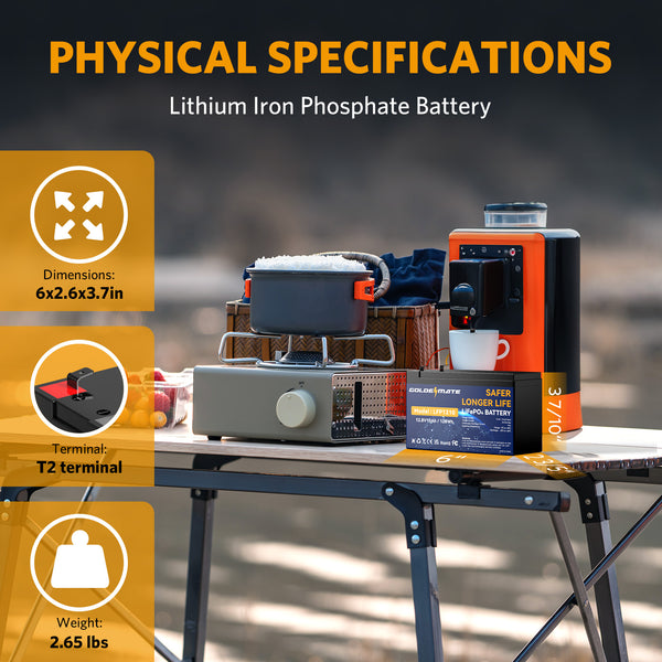 GoldenMate Lifepo₄ 12V 200Ah Lithium Battery Built-in BMS