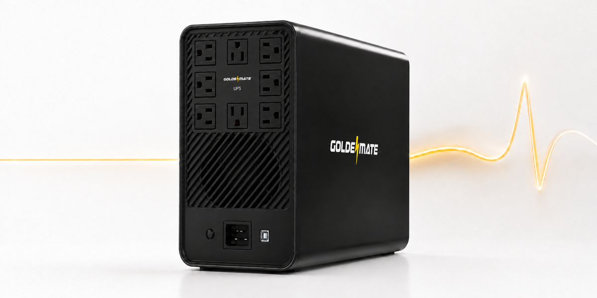 2000VA AVR UPS rear panel with eight protected outlets