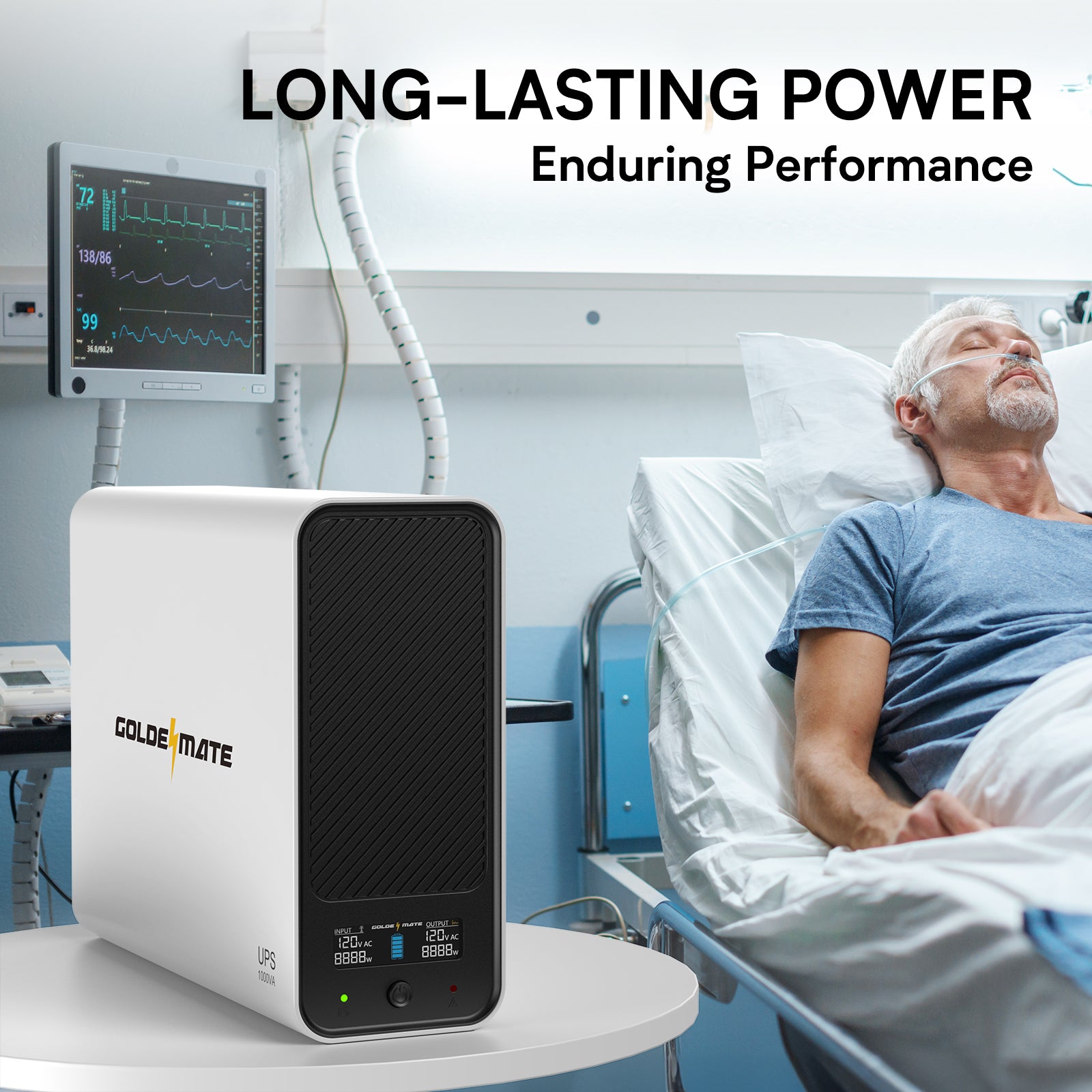 GoldenMate Back-UPS 1000VA/800W 8 Outlets LiFePO4 Battery Backup and Surge Protector