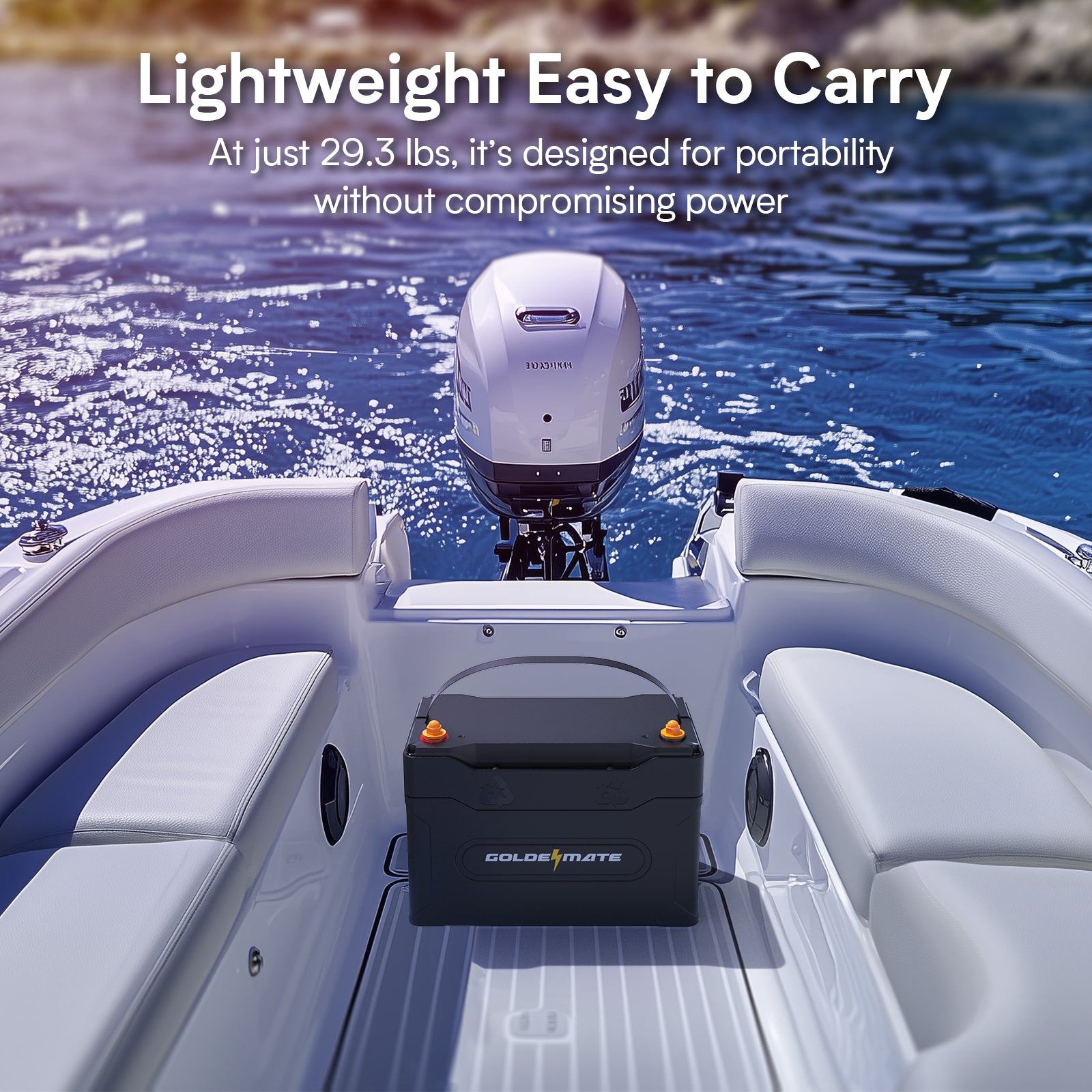 GoldenMate 12V 100Ah Group 31 IP67 Waterproof Bluetooth LiFePO4 Lithium Battery CRIUS100B - Goldenmate BatteryGoldenMate 12V 100Ah Group 31 IP67 Waterproof Bluetooth LiFePO4 Lithium Battery CRIUS100B