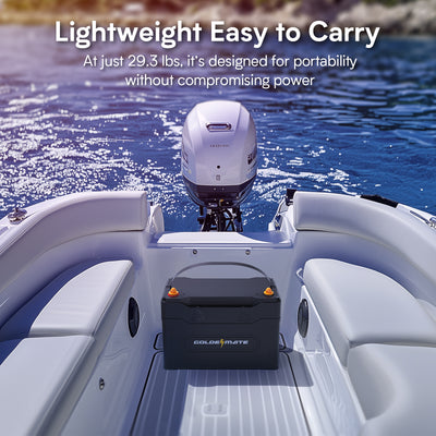 GoldenMate 12V 100Ah Group 31 IP67 Waterproof Bluetooth LiFePO4 Lithium Battery CRIUS100B - Goldenmate BatteryGoldenMate 12V 100Ah Group 31 IP67 Waterproof Bluetooth LiFePO4 Lithium Battery CRIUS100B