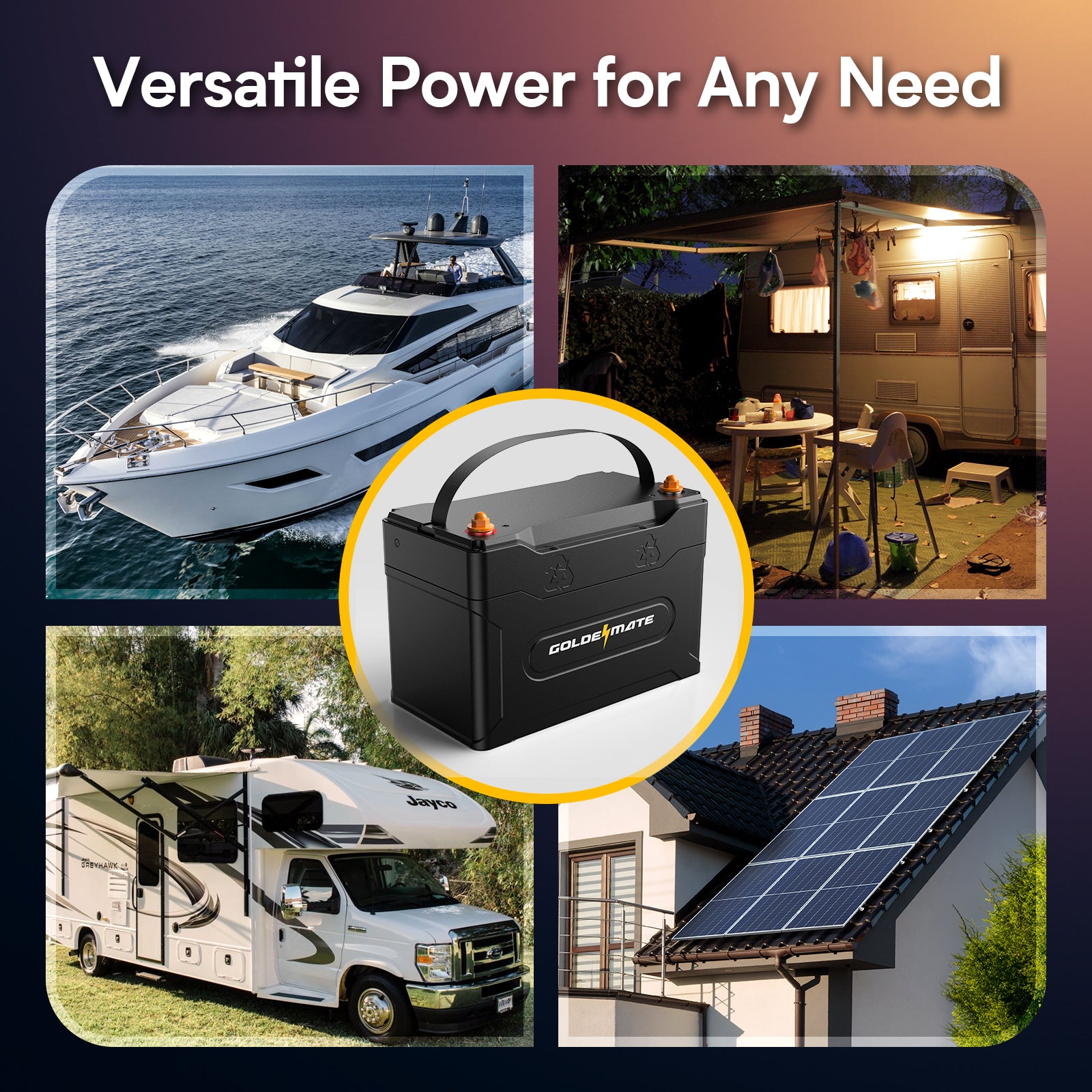 GoldenMate 12V 100Ah Group 31 IP67 Waterproof Bluetooth LiFePO4 Lithium Battery CRIUS100B - Goldenmate BatteryGoldenMate 12V 100Ah Group 31 IP67 Waterproof Bluetooth LiFePO4 Lithium Battery CRIUS100B