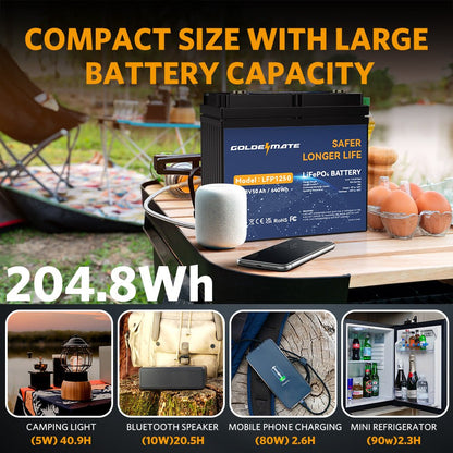 GoldenMate 12V 50Ah IP67 Waterproof LiFePO4 Lithium Battery - Goldenmate BatteryGoldenMate 12V 50Ah IP67 Waterproof LiFePO4 Lithium Battery