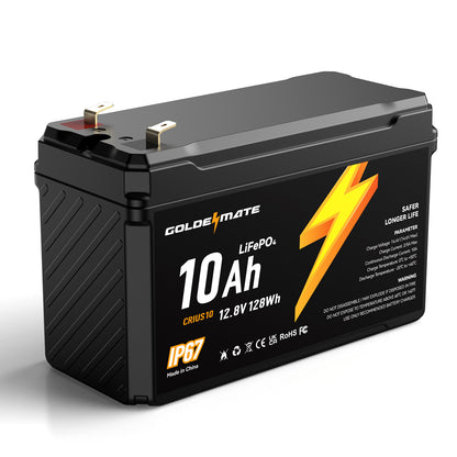 GoldenMate 12V 10Ah IP67 Waterproof LiFePO4 Lithium Battery - Goldenmate BatteryGoldenMate 12V 10Ah IP67 Waterproof LiFePO4 Lithium Battery