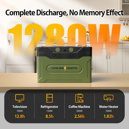 GoldenMate Orion1000 12V 100Ah IP67 Waterproof LiFePO4 Battery with LCD Display & APP Monitoring