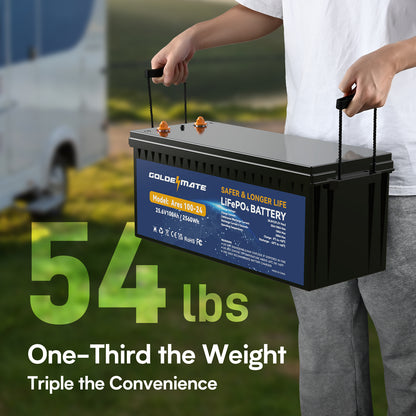 Goldenmate 24V 100Ah LiFePO4 Lithium Battery