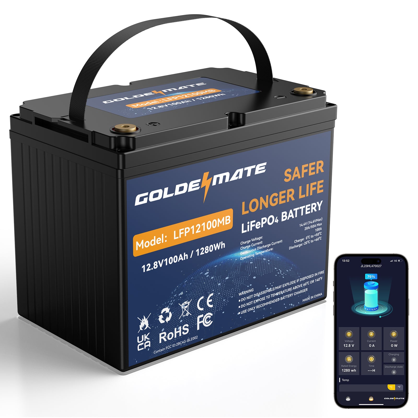GoldenMate 12V LiFePO4 Deep Cycle Lithium Battery